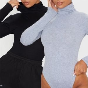 Black & Gray 2 Pack Turtleneck Bodysuits